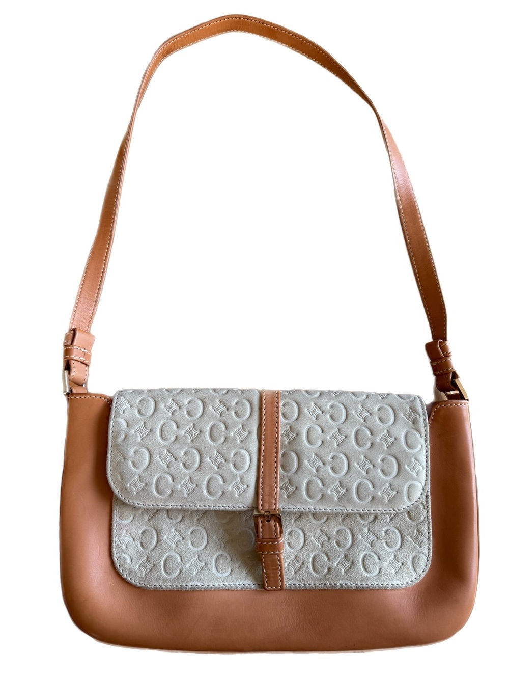 Authentic Vintage CELINE Macadam Suede & Leather Shoulder Bag – Made in Italy